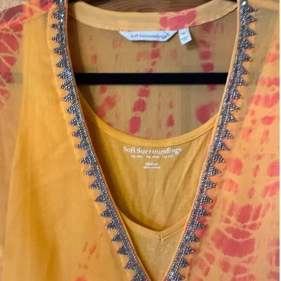 Soft Surroundings 2Pcs Sheer over dress and soft stretchy Cami dress M - Picture 4 of 9